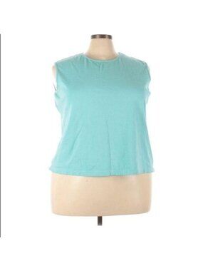 CJ Banks Womens Sleeveless Aqua Tank Top 3X Cotton/Spandex Blend Comfortable Fit
